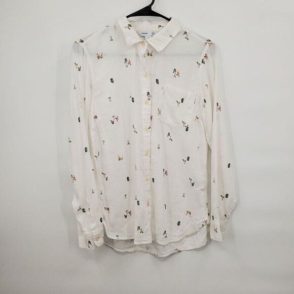 Old Navy Tops - Old Navy Classic Shirt Cocktail Alcohol Longsleeve Button Down Small Women